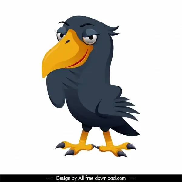 Raven icon funny cartoon character sketch Vectors graphic art designs in  editable .ai .eps .svg .cdr format free and easy download unlimit id:6850052