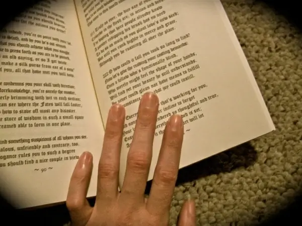 reading an old book