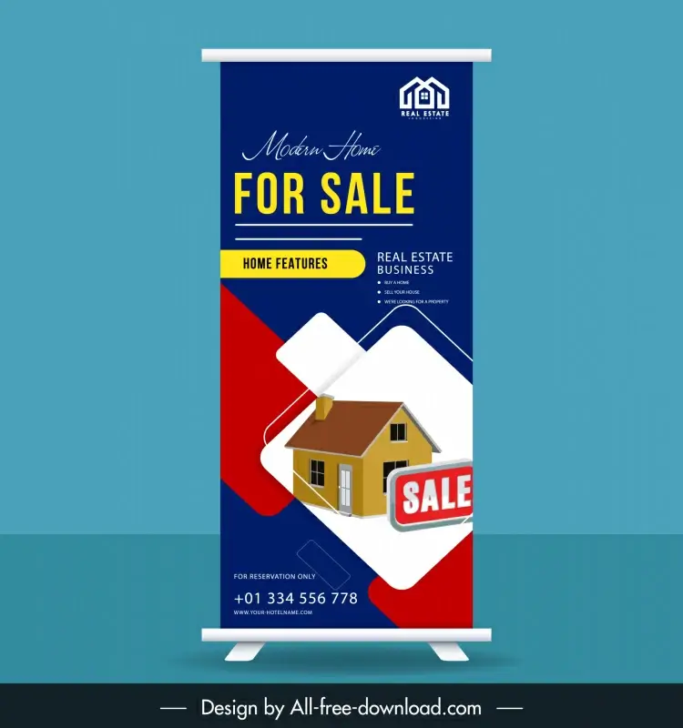real estate advertising banner template house geometry decor standee shape
