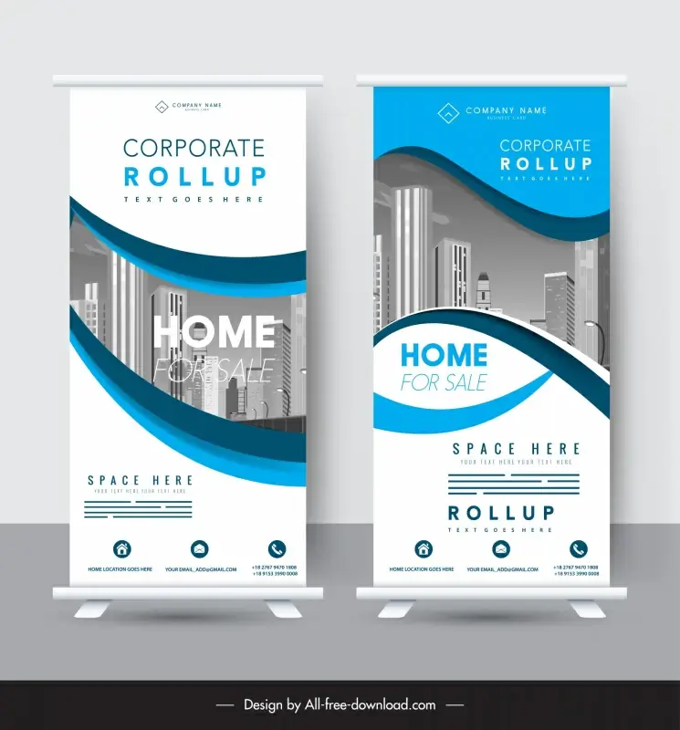 real estate advertising banner template modern vertical roll up