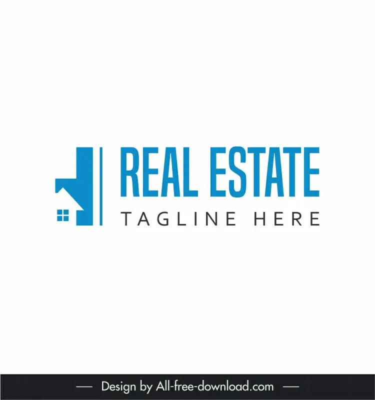 real estate logo template flat silhouette house texts sketch