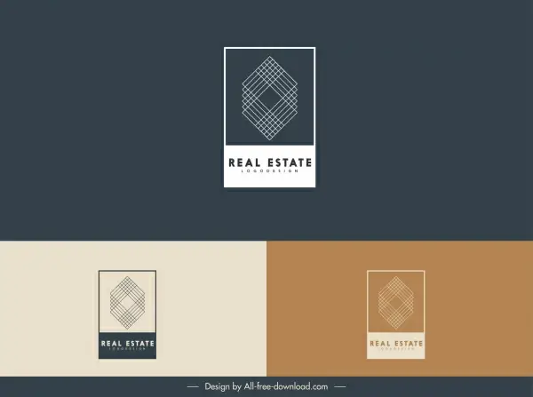 real estate logo templates abstract symmetric geometric sketch