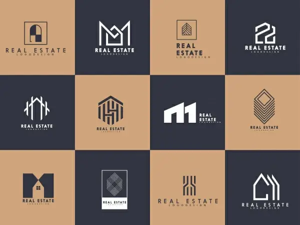 real estate logo templates flat shapes sketch