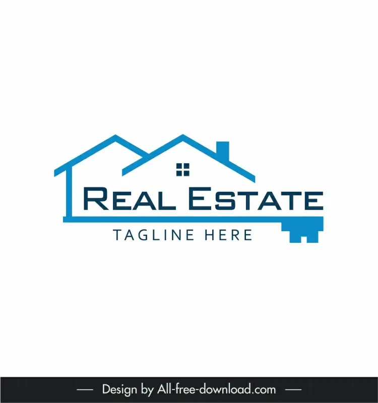 real estate logotype house texts sketch modern flat design
