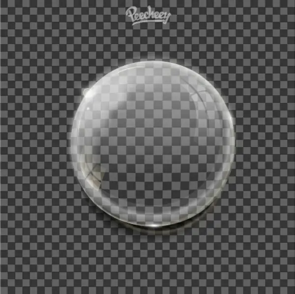realistic bubble with reflections and shadows on transparent background