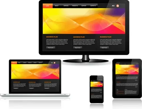 realistic devices responsive design template vector