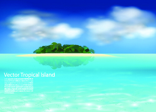 realistic tropical islands backgrounds vector