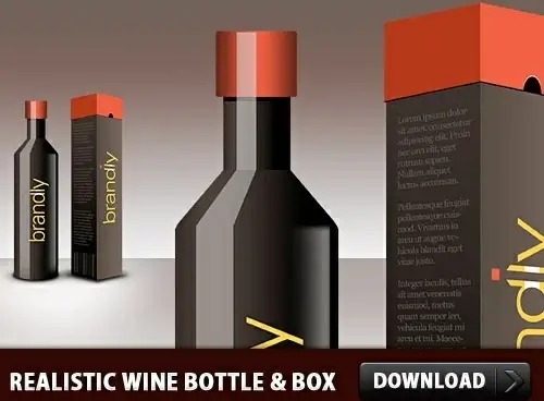 Realistic Wine Bottle and Box PSD