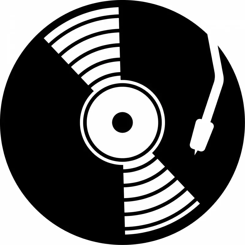 record vinyl sign icon flat contrast black white sketch