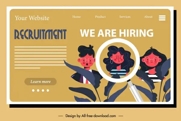recruitment poster web page design cartoon characters sketch