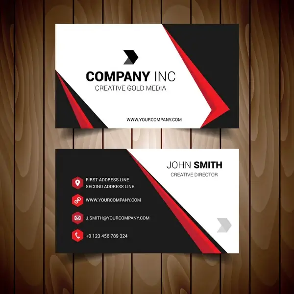 red and black bordered business card