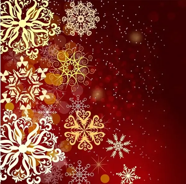 Red christmas background with snow