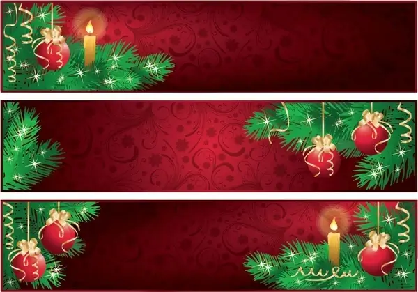 christmas banner templates classical red green baubles decor
