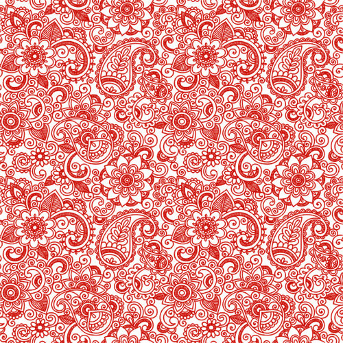 red floral ornament seamless pattern