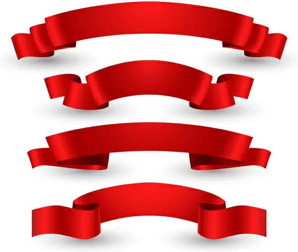 red glossy ribbon set