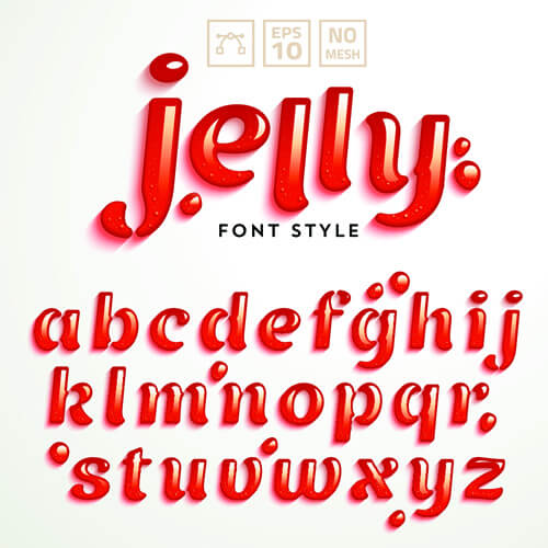 red jelly alphabets vectors
