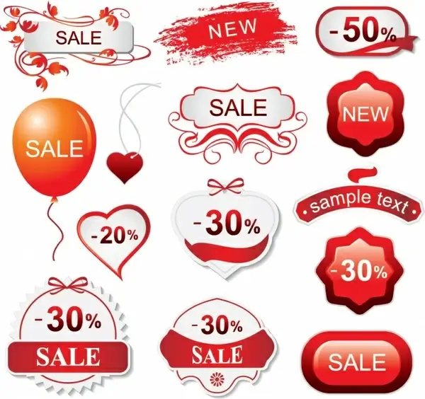 sales design elements heart sticker balloon red decor