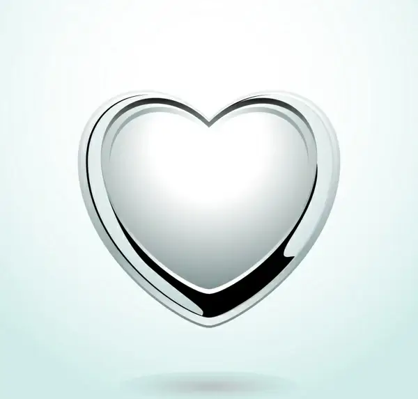 heart medal icon modern shiny silver design