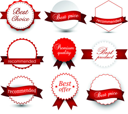 red ribbon with commodity labels vectors