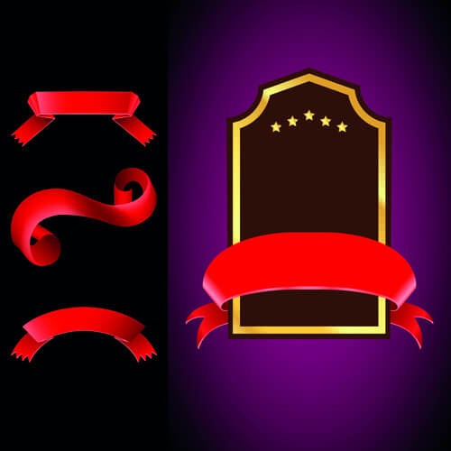 red ribbon with golden frame vector