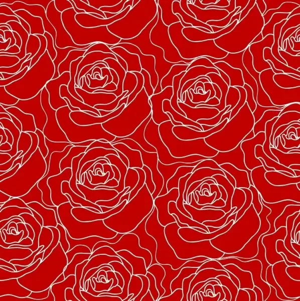 red rose pattern outline repeating decoration