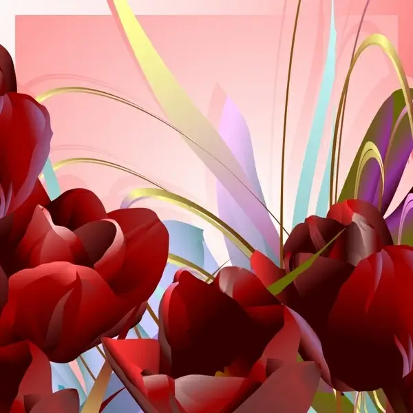 blooming flowers painting colorful closeup decor