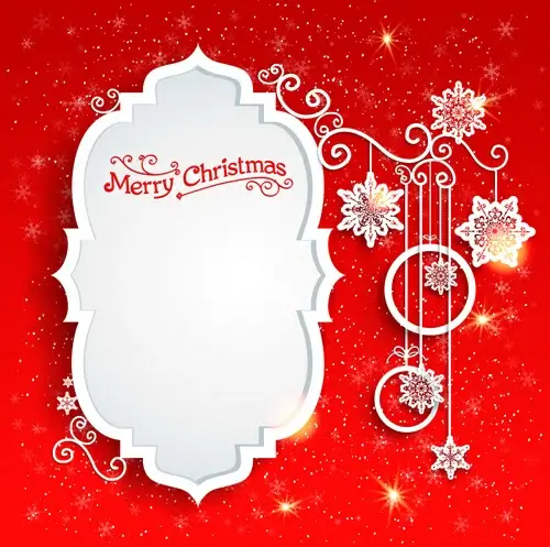 red style christmas shiny greeting card vector 