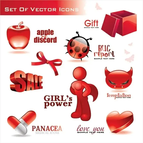 red threedimensional icon vector