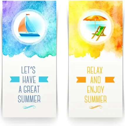 refreshing summer tropical vector banners