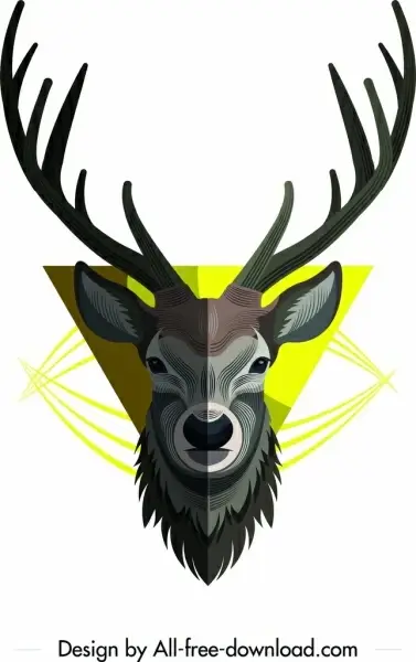 reindeer animal icon grey symmetric elegant decor