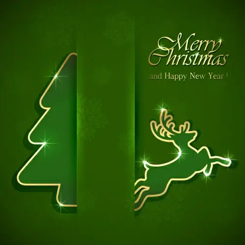 reindeer christmas green background vector