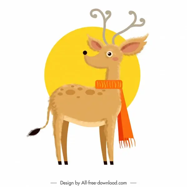 reindeer icon stylized design cartoon character colored classic