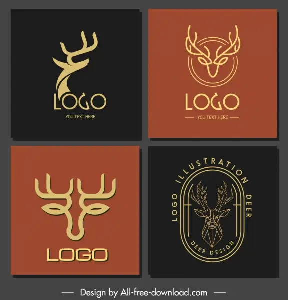 reindeer logo templates classical handdrawn polygonal shapes