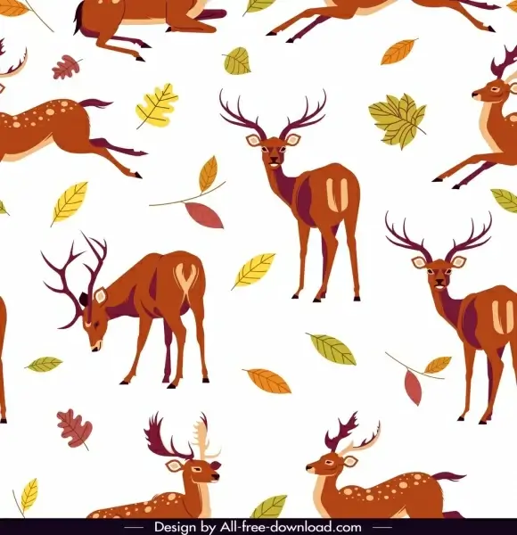 reindeer pattern cute cartoon design leaves decor