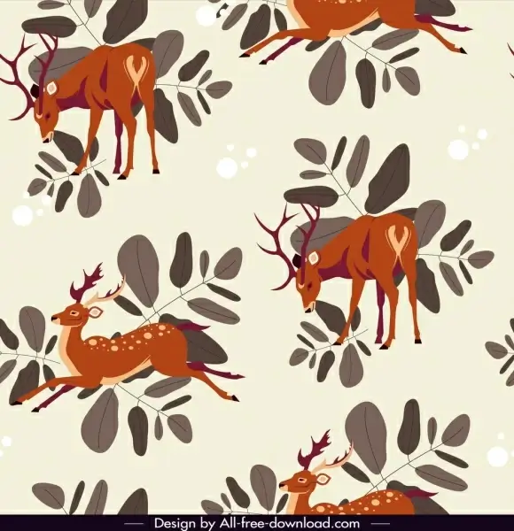 reindeer pattern template classical colored design cartoon sketch