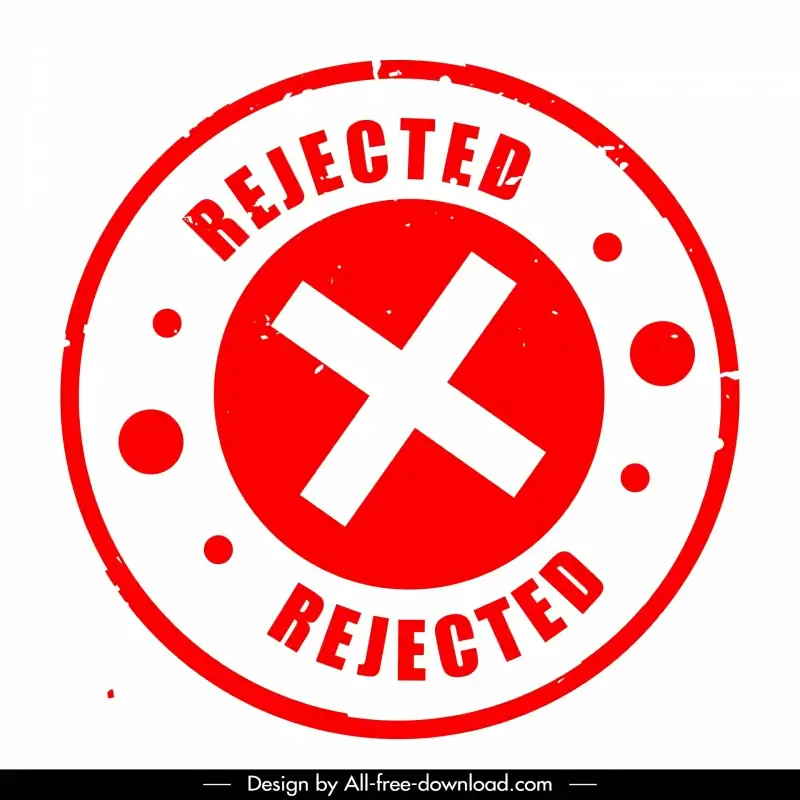 rejected stamp template flat classic circle cross 