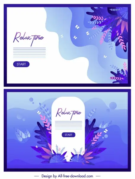 relax time banners flowers decor colored classic design