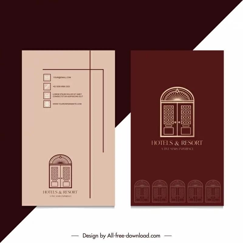 resort business card template elegant flat classical door