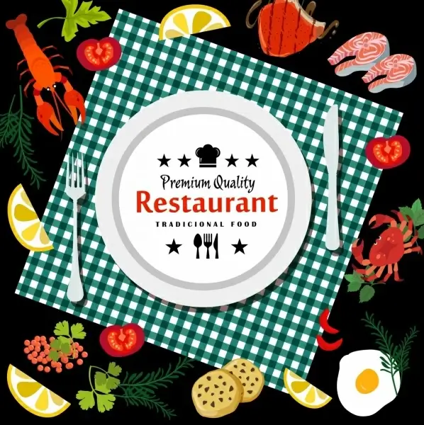 restaurant advertisement dishware food icons decoration