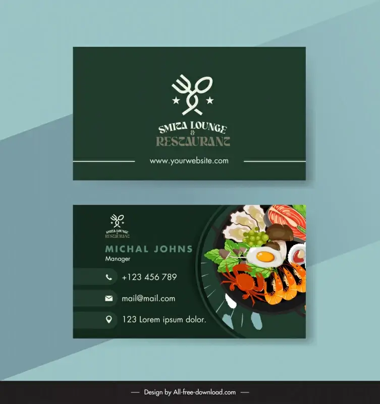 restaurant businesscard template elegant dark food dish