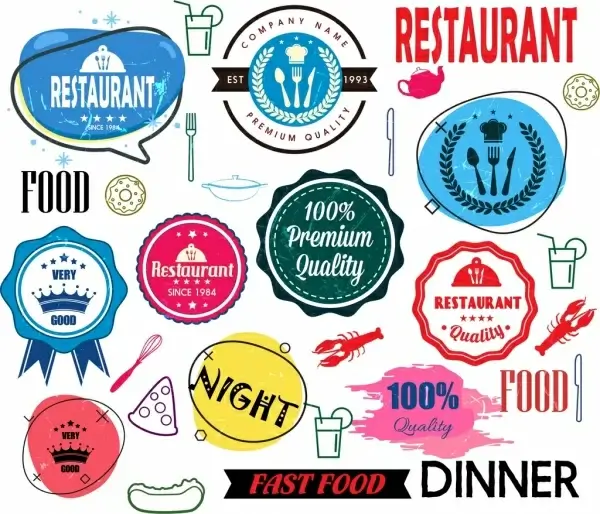 restaurant design elements classical grunge decor logotypes icons