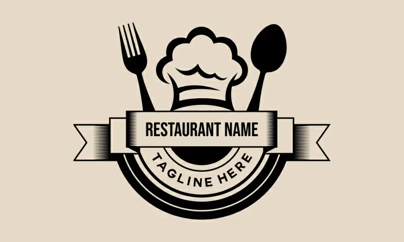  restaurant logo template classical flat fork spoon chef hat ribbon decor