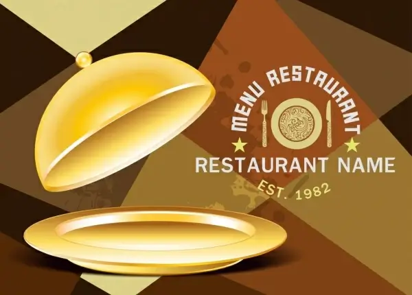 restaurant menu cover template shiny golden dishware decor
