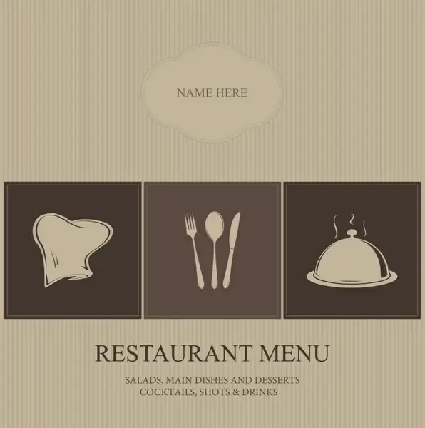 restaurant menu cover template dark elegance utensils sketch