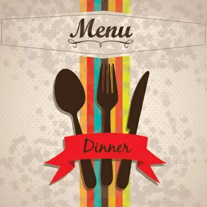 restaurant menu cover with tableware vector