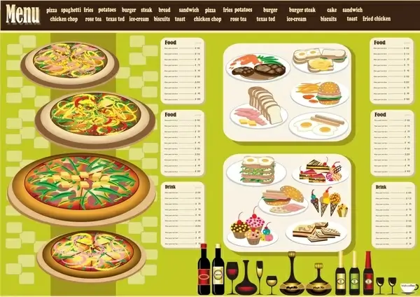 restaurant menu template colorful classic food beverages decor