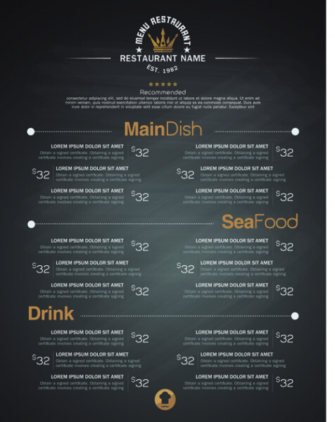 restaurant menu price list creative vector