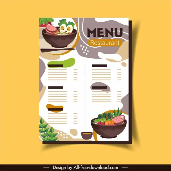 restaurant menu template elegant colorful classic food decor