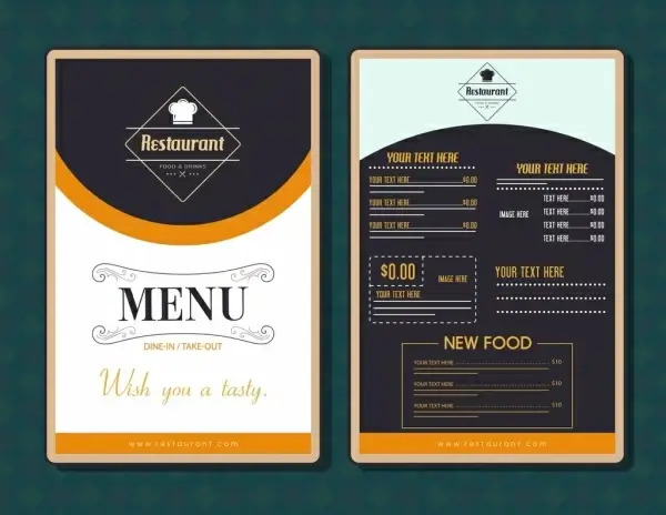 restaurant menu template modern black white decor