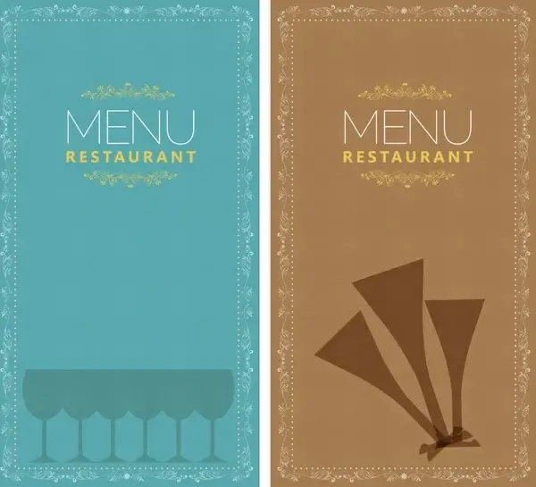 restaurant menu templates retro design flat glass sketch